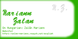 mariann zalan business card